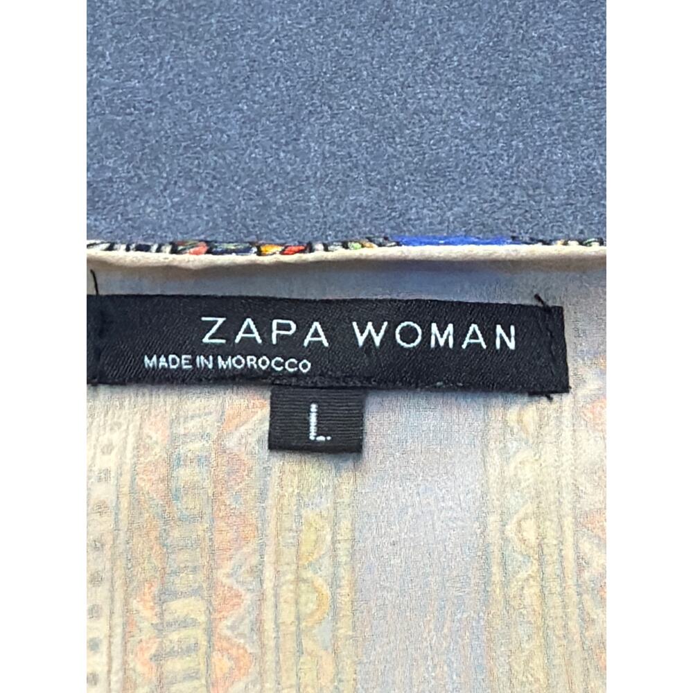 Zapa Woman Moroccan Design TopFlowy Open Front Cropped Bold Pattern Size LG - Picture 3 of 10